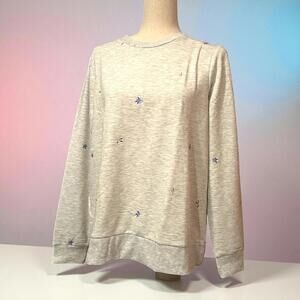 Gloria Vanderbilt Light Gray Embroidered Sweatshirt M